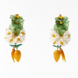 Zara Pierced Lemon Statement Earrings NEW IN BOX